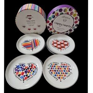 Brighton Happy Hearts Porcelain Coasters Set Colorful Love Themed Drink Mats